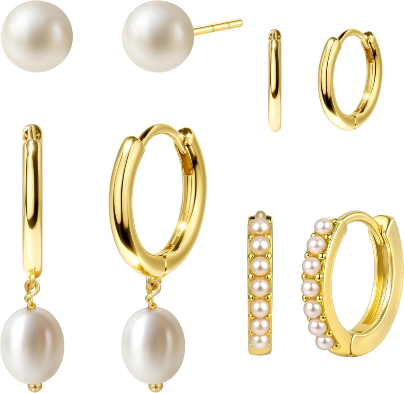 Poxtex Small Gold Huggie Hoop Earrings Set for Women Men Hypoallergenic 14K Plated Stack Cartilage Earrings, Multiple Piercing Lightweight Mini Thin Cute Dainty Trendy Jewelry Set Christmas Gifts for Women - Image 1